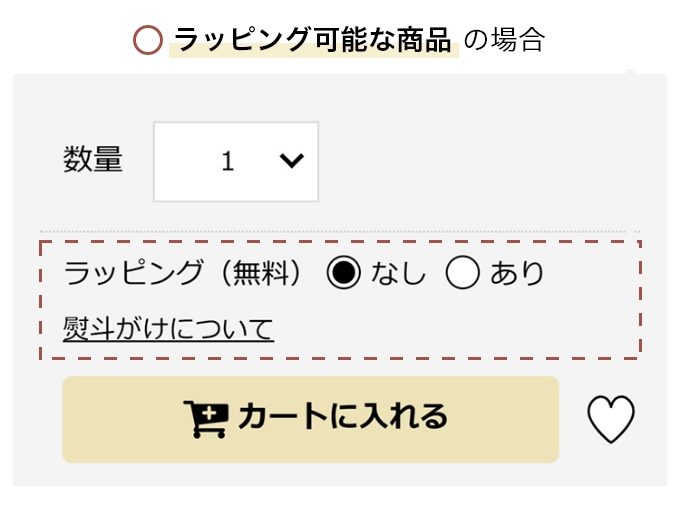 ラッピング可能な商品の場合